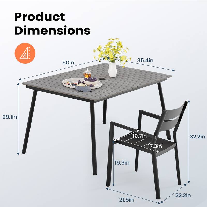 Outdoor 7-piece Patio Dining Set with Stackable Dining Chairs