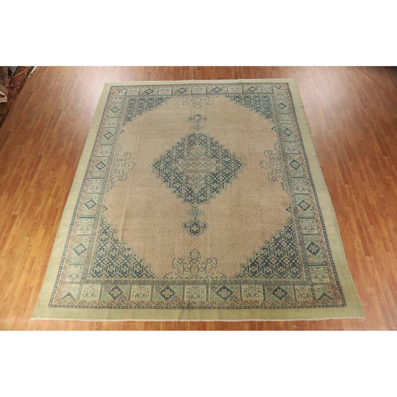 Vegetable Dye Tabriz Persian Large Rug Hand-Knotted Wool Carpet - 10'10"x 12'9"
