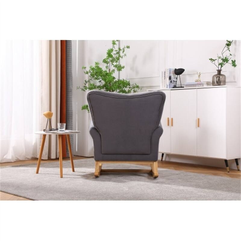 Rocking Chair for Nursery, Upholstered High-Back Accent Arm Chair, Comfortable Rocker Fabric Padded Seat