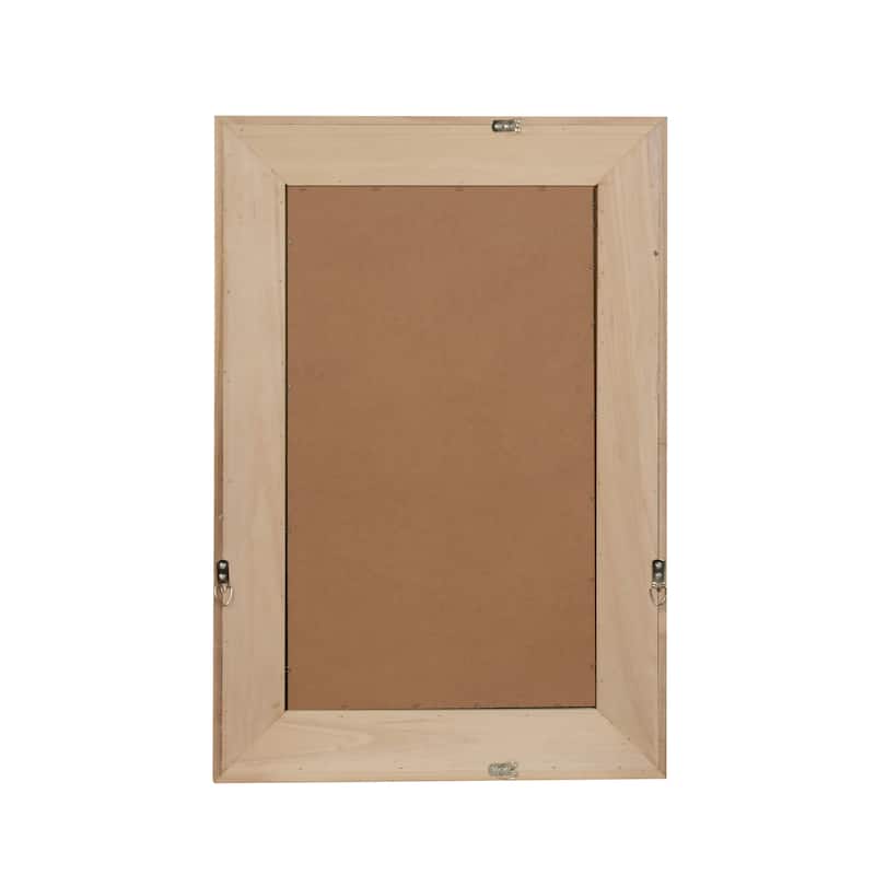 20"x30" Rattan Rectangle Solid Wood Frame Decorative Mirror,For Farmhouse,Bathroom,Home Decor,Entryway