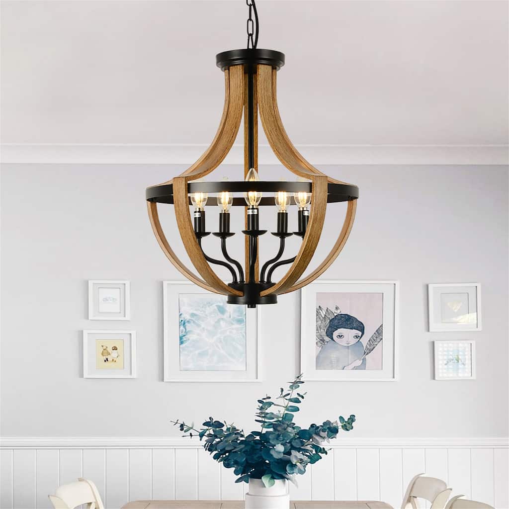 5-Light Brown Modern Chandeliers