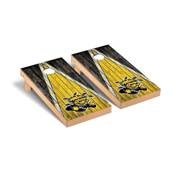 slide 2 of 5, Wichita State Shockers Triangle Cornhole Board Set