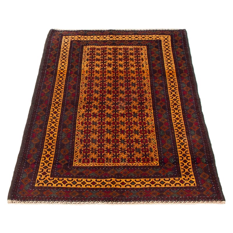 Teimani Beige, Red Rug 3'8" x 6'3" - 3'8 x 6'3