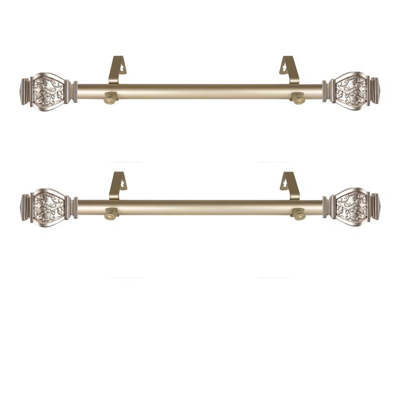 Side Curtain Rod Set - 12-20 Inch Steel Rod with Finials - 2 Rods, 3.5" W - Home Decor - 20