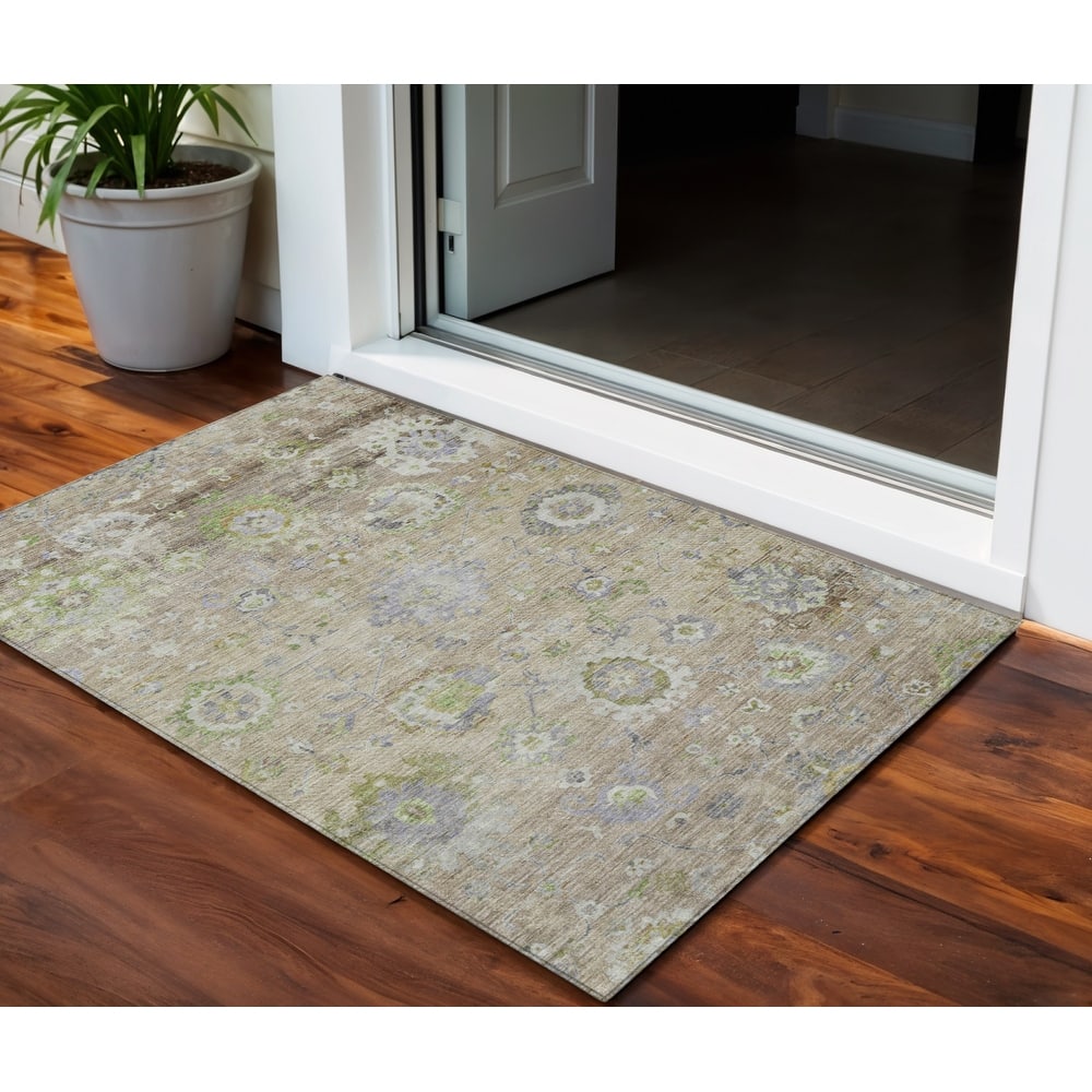 HomeRoots Floral Traditional Rectangle Outdoor Rug