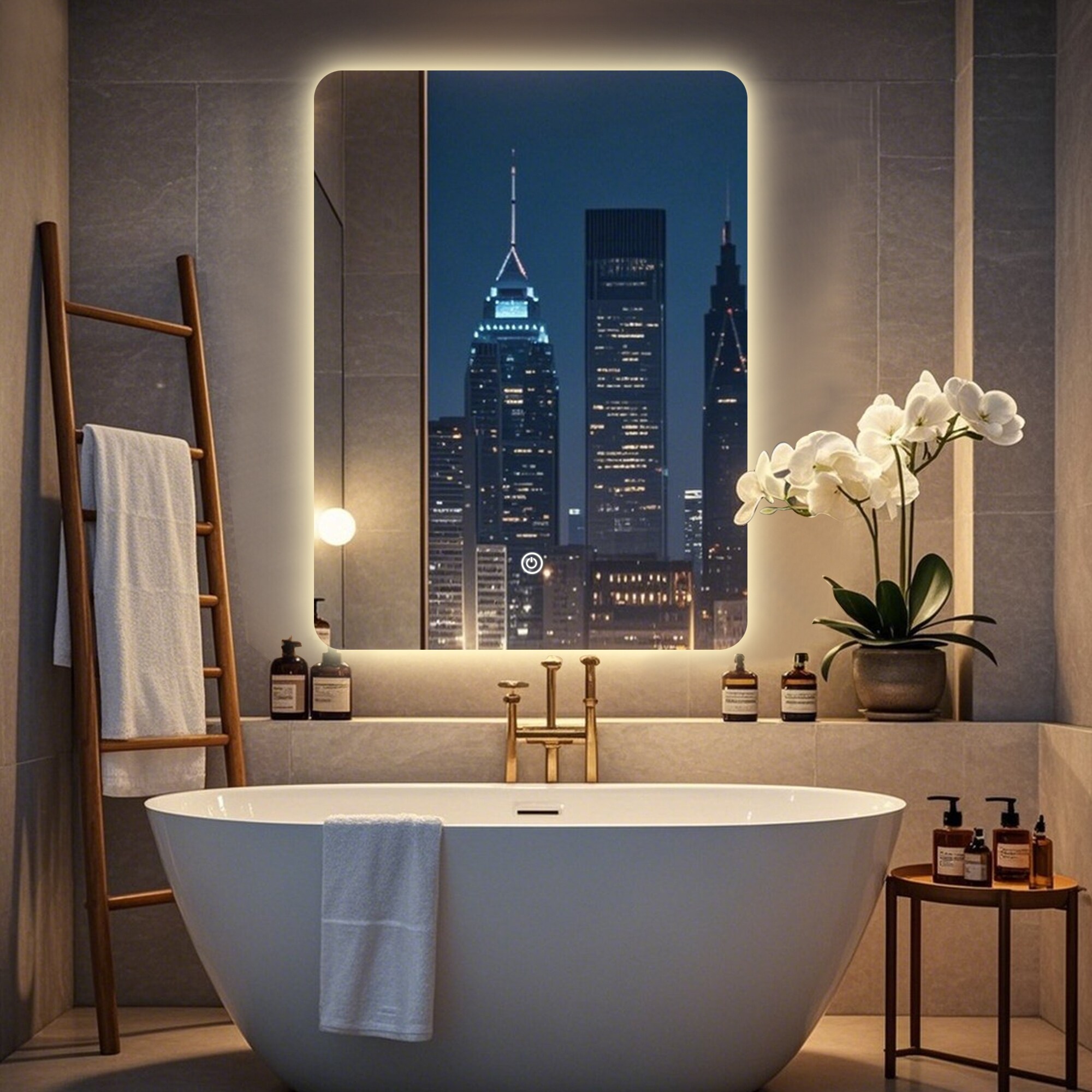 Square Rounded-Corner LED Mirror, both Stylish and Practical - On