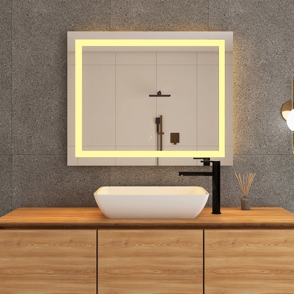 Rectangular Frameless Anti-Fog Adjustable Brightness Bathroom Vanity Mirror
