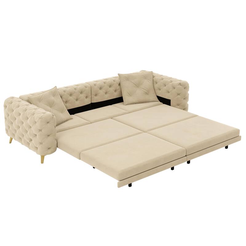 97.7" 3-in-1 Convertible Sleeper Sofa, Pull Out Sofa Bed with Ottoman, 4-Seater for Small Spaces & Apartments