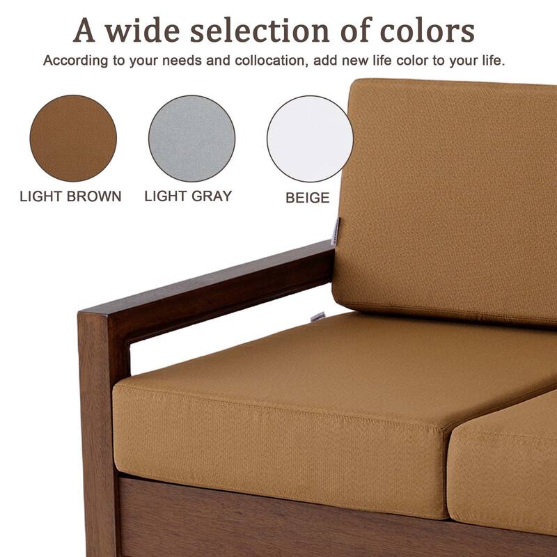 Teak Wood Cushioned Outdoor Patio Loveseat Set with Side Table