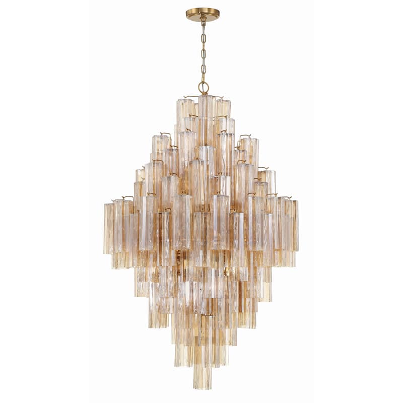 Addis 20 Light Aged Brass Chandelier - 30.5"W x 49.5"H x 30.5"D