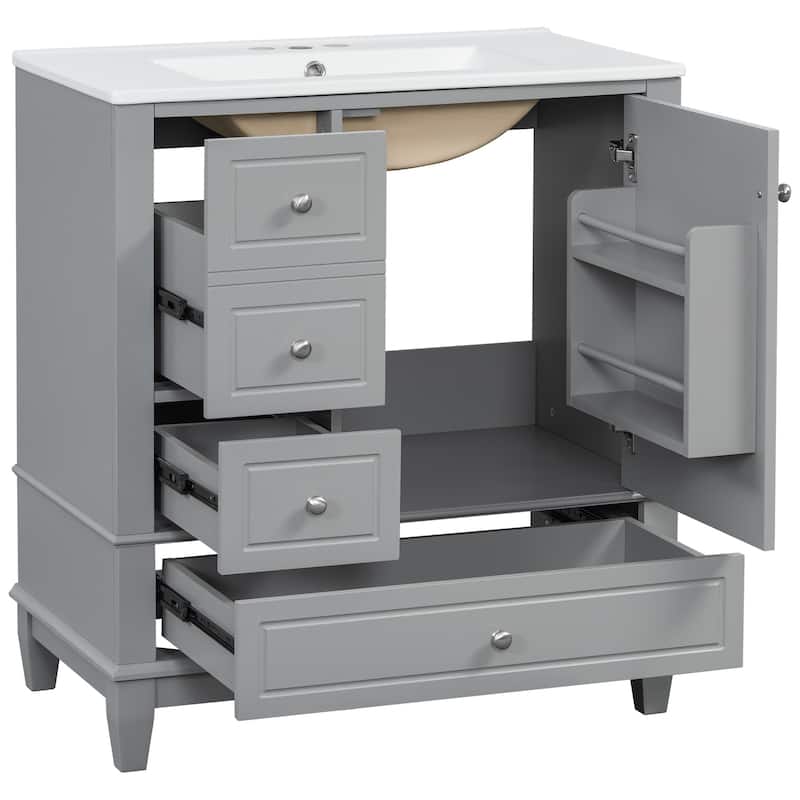 Bathroom Vanity with Sink,Shelf and Drawers