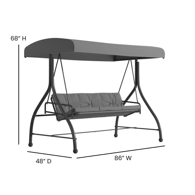 3-Seat Outdoor Steel Converting Patio Swing and Bed Canopy Hammock