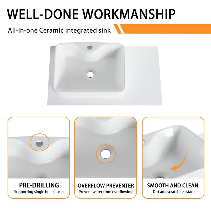 Bathroom Vanity With Sink In 32 Inch, Floating Bathroom Vanity With 2 Soft Close Doors And Drawer