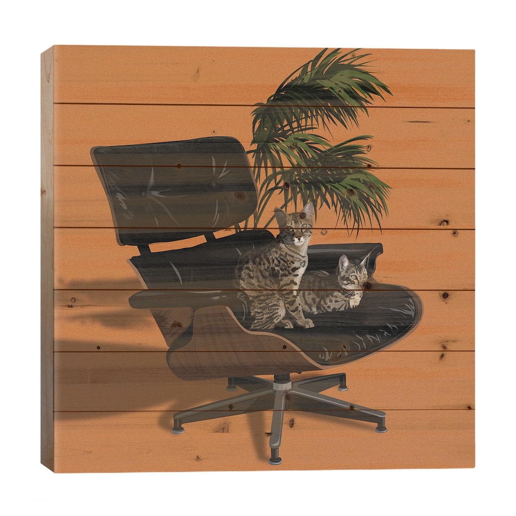 Cats In Fancy Chairs IV Print On Wood by Artcatillustrated - Multi-Color