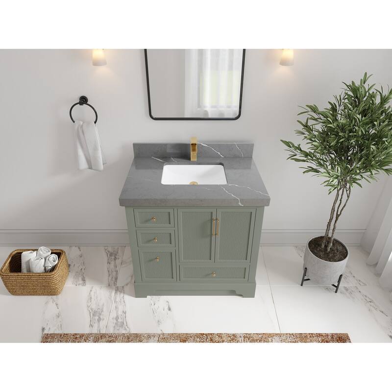Willow Collections 36 in. W x 22 in. D Alys Center Sink Right Bathroom Vanity with Countertop