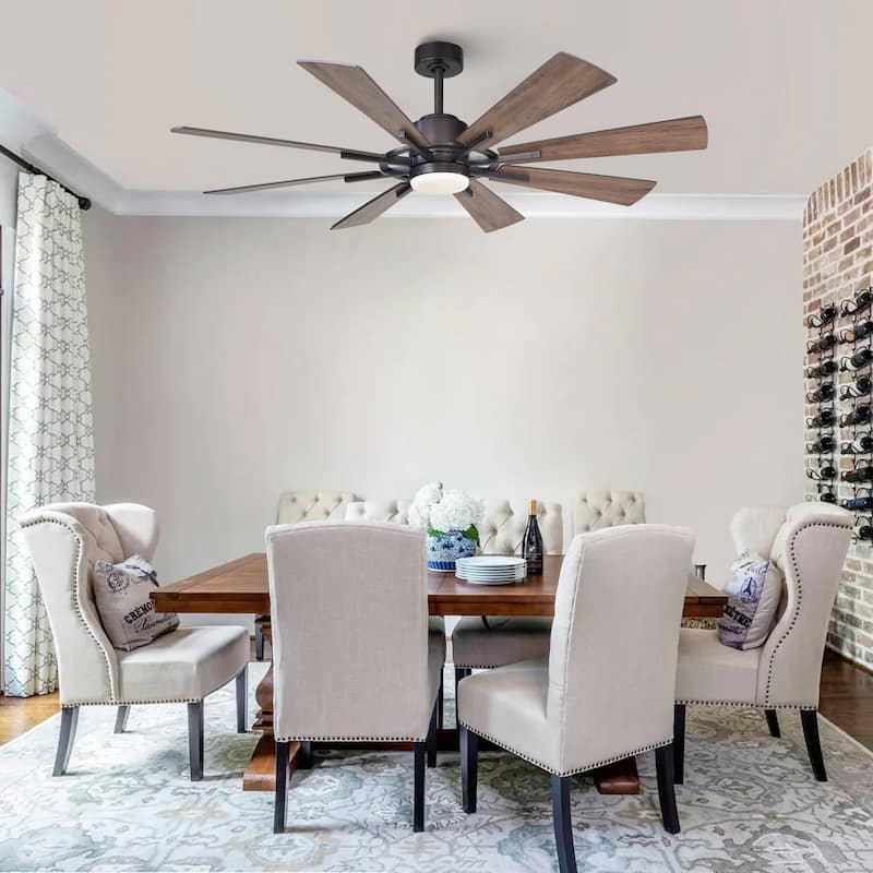 Parrot Uncle 60" Farmhouse Integrated LED Windmill Ceiling Fan with Light and Remote