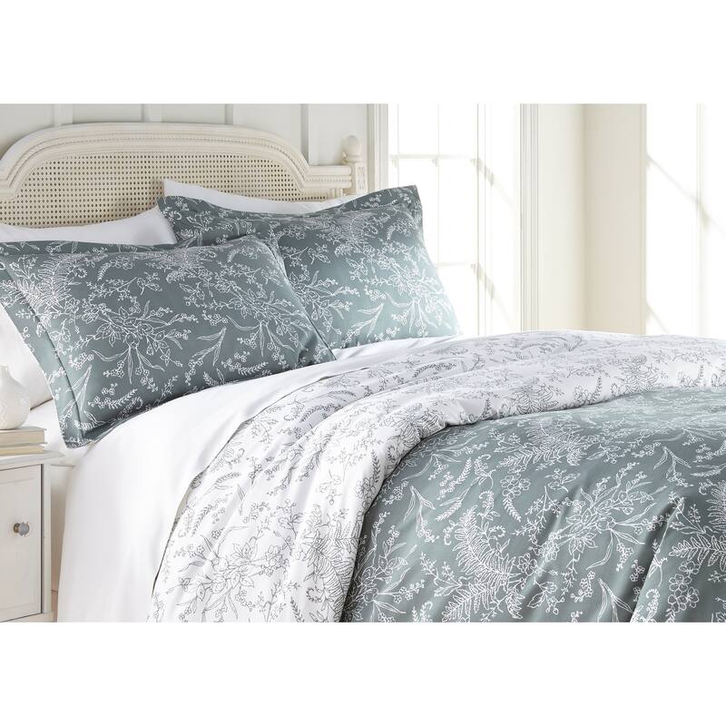 Winter Brush Botanical Duvet Cover and Sham Set - Teal - Full - Queen
