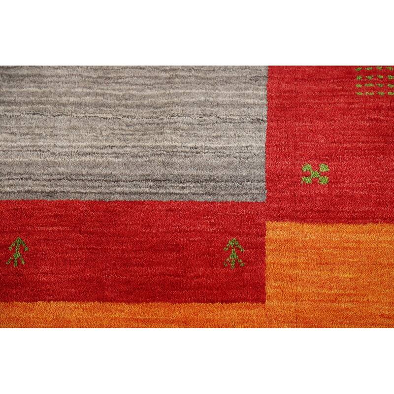 Striped Gabbeh Indian Rug Hand-Knotted Contemporary Wool Carpet - 6'5"x 9'8"