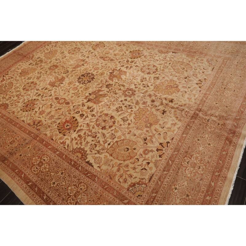 8'9''x11'8'' Traditional 250 KPSI Hand Knotted Beige Wool Area Rug - 8' 9'' x 11' 8''