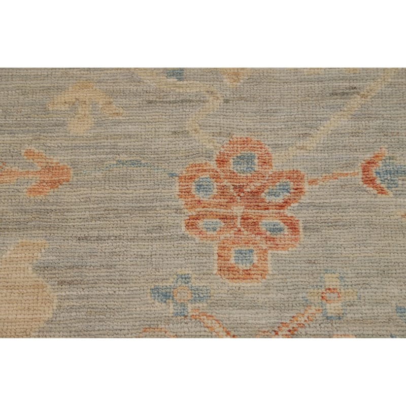 Hand Knotted Oriental 100% Wool Carpet Transitional All-Over Greys & Charcoal Oushak Area Rug - 9' 0'' X 6' 2''