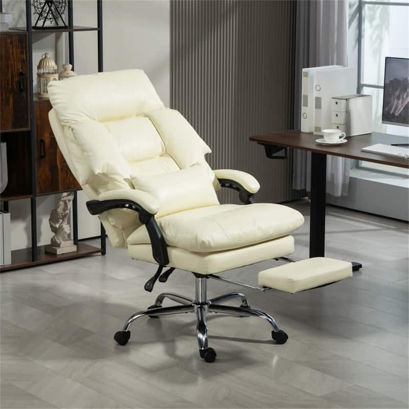 High Back Adjustable Seat Height PU Leather Desk Chair with Thick Cushion and Recline Function
