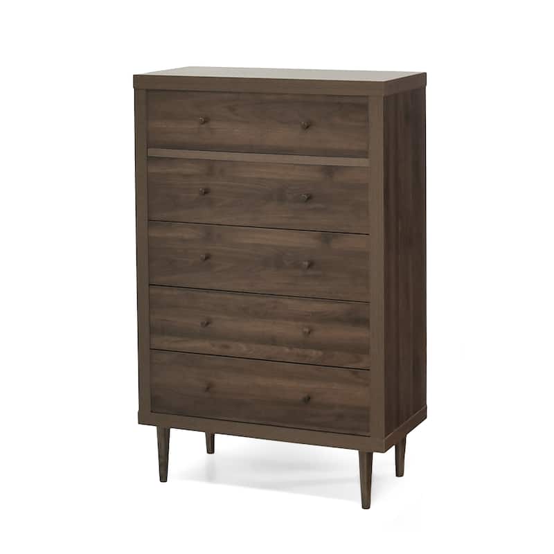 5-Drawer Vertical Chest, Modern Wooden Chest of Drawers with Spacious Storage Space for Bedroom, Hallway, Lliving room