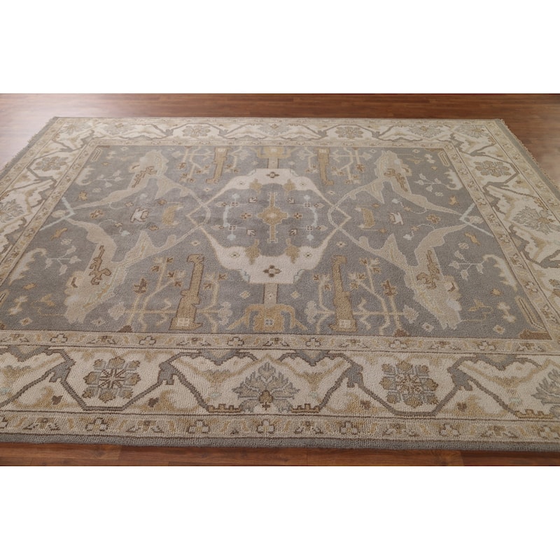 Oushak Oriental Area Rug Hand-Knotted Wool Carpet - 8'2"x 9'11"