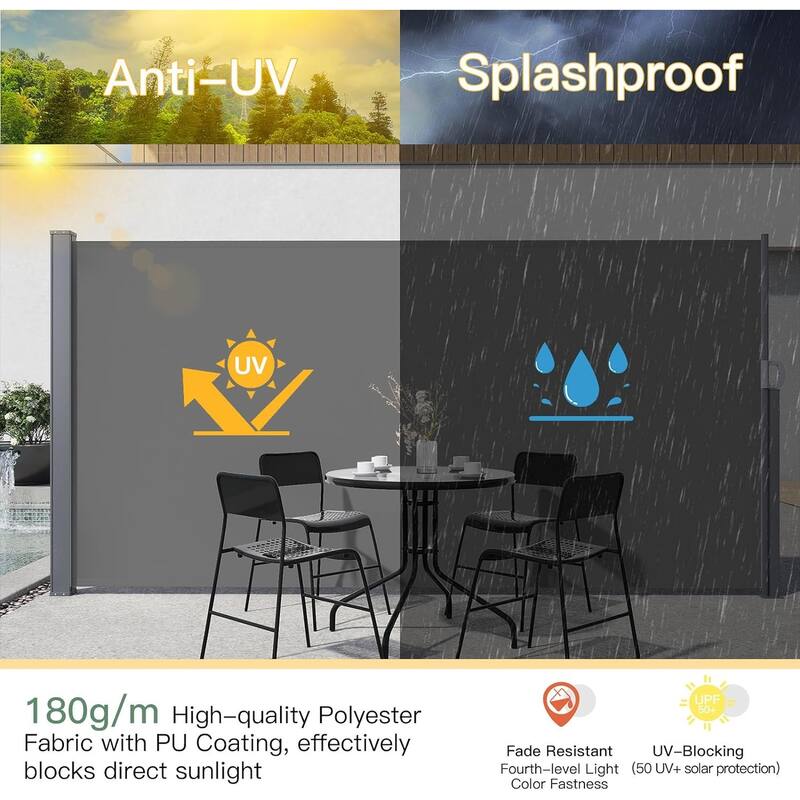 AECOJOY Retractable Side Awning Outdoor Privacy Screen
