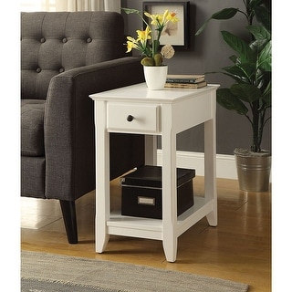 Bertie Wooden Rectangular Top & Shelf Side Table with 1 Drw & 1 Shelf