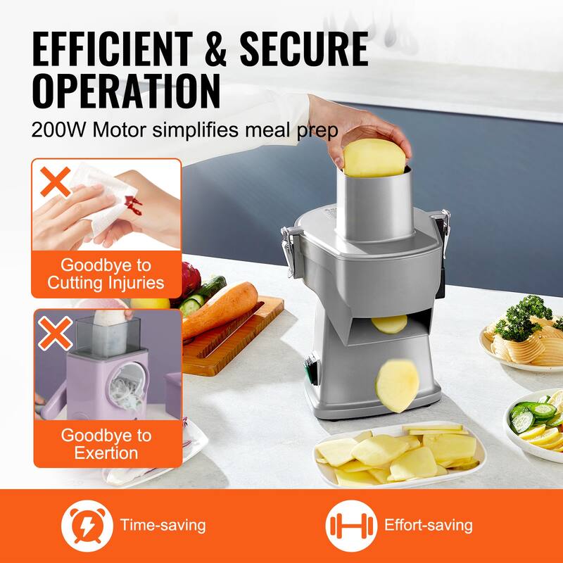 Electric Vegetable Slicer for Slicing Shredding Dicing and Slitting, with Cut-Resistant Gloves