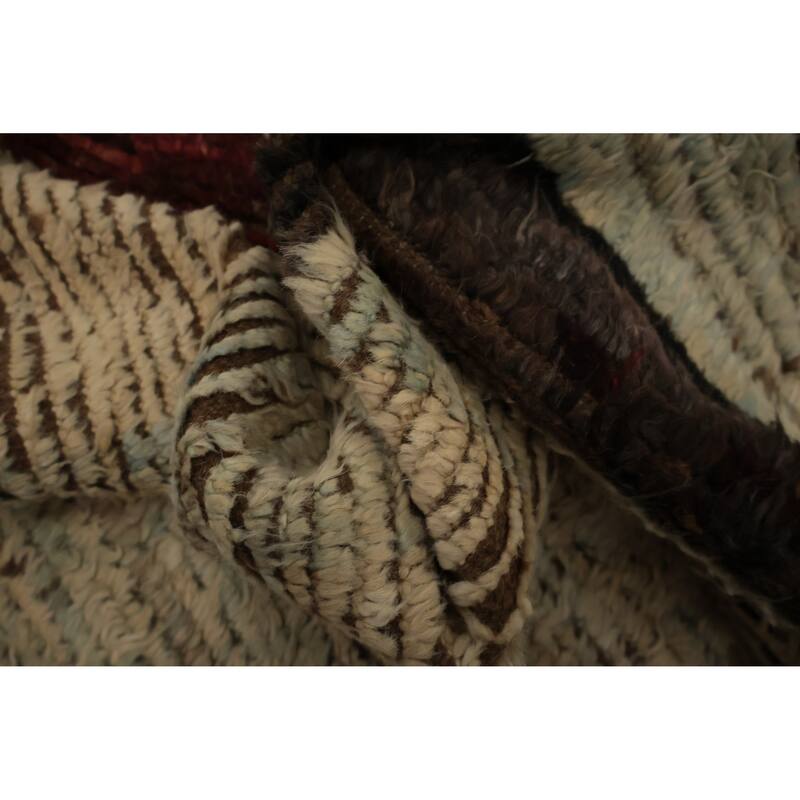 Hand Knotted Oriental 100% Wool Carpet Modern Tribal Beige & Ivories Moroccan Area Rug - 9' 10'' X 8' 0''