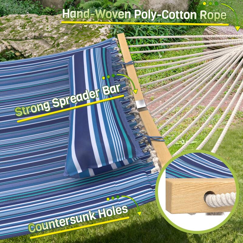 EROMMY Modern Portable Hammock, Hand-Woven Ropes, Anti-Tipping Design for Backyards, Beaches & Campsites