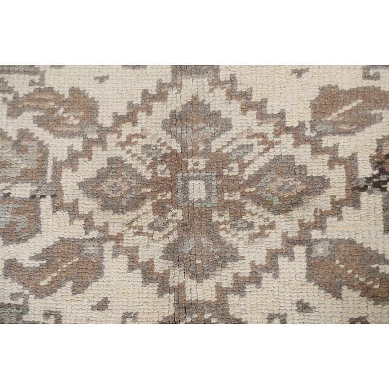 Vintage Geometric Distressed Heriz Persian Area Rug Wool Hand-knotted - 7'0" x 9'2"