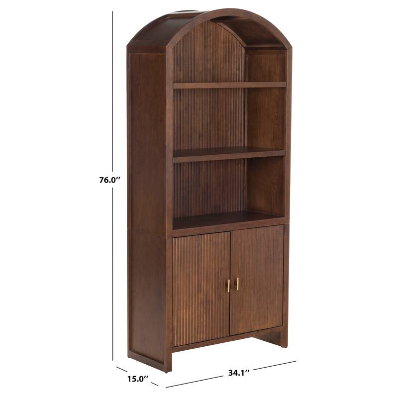 SAFAVIEH Couture Elladora Ribbed Front Wood Bookcase - 34"W x 15"D x 76"H