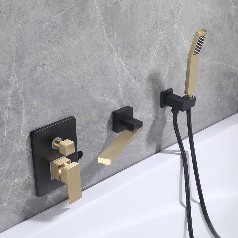 Solid Brass Wall Mounted Roman Tub Faucet with Swivel Tub Spout and Rough-in Valve