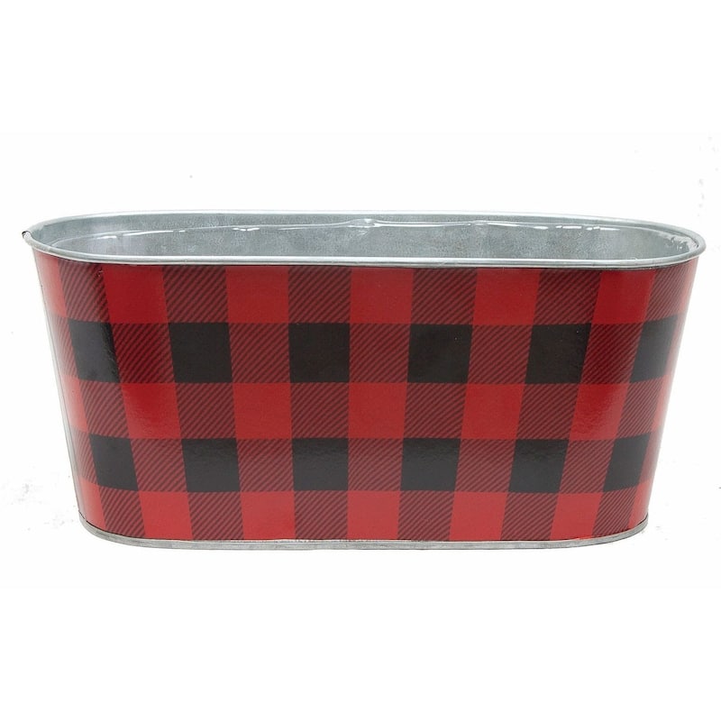 Red And Black Plaid Planter - Multi-Color