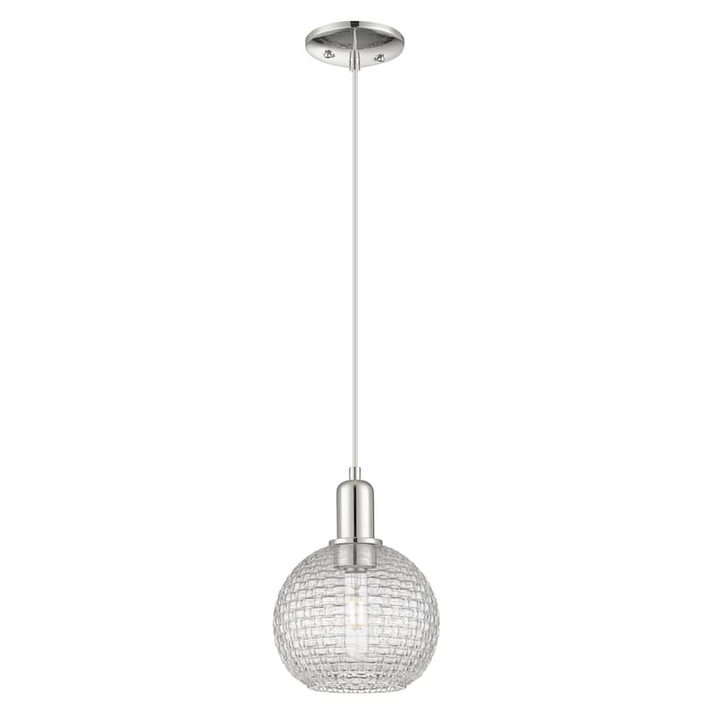 Innovations Lighting Endless Possibilities Arcadia - Athens - 1 Light 8" Basketweave Cord Hung Mini Pendant - Polished Nickel