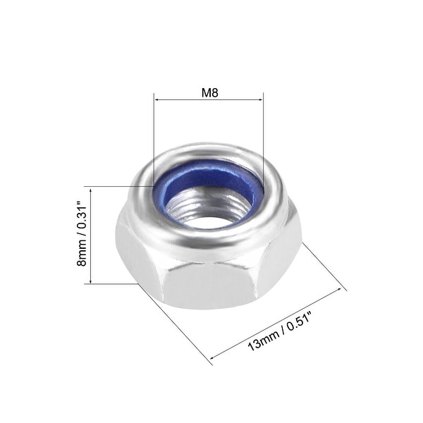 M8 X 1.25 Pece 8mm Dadi Autobloccanti Inserto Nylon