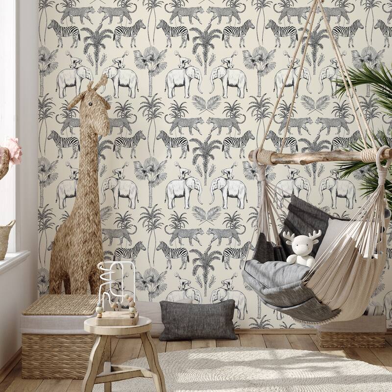 Fine Decor Nauman Eggshell Safari Walk Wallpaper