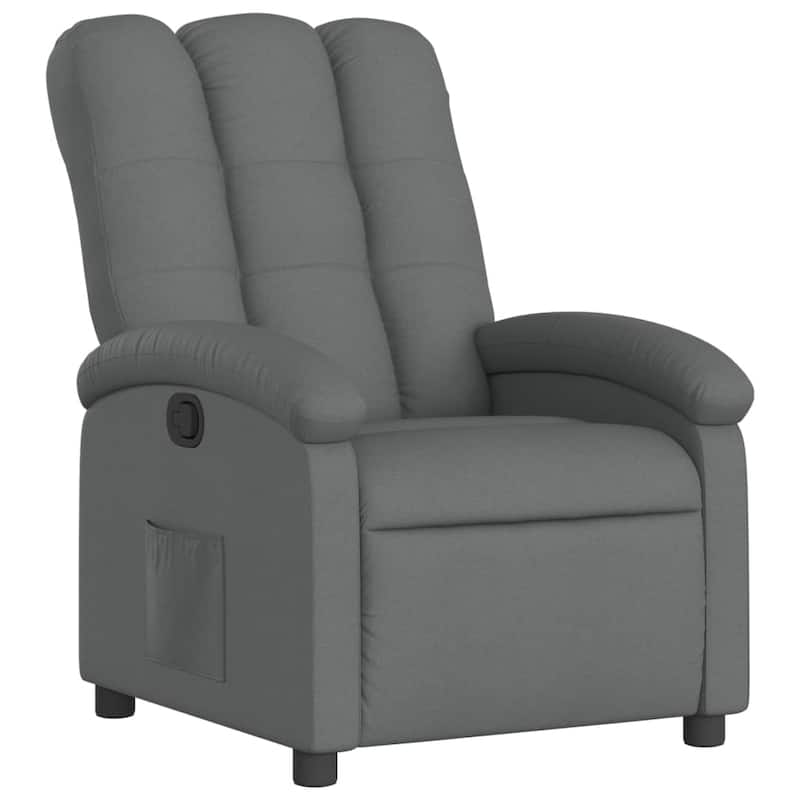 vidaXL Recliner Chair Dark Grey 100% Polyester Fabric, Metal, Plywood - 36.6 x 27.6 x 39.8
