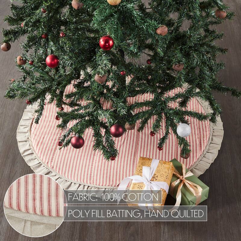 Sawyer Mill Red Ticking Stripe Tree Skirt 36 - 36 in