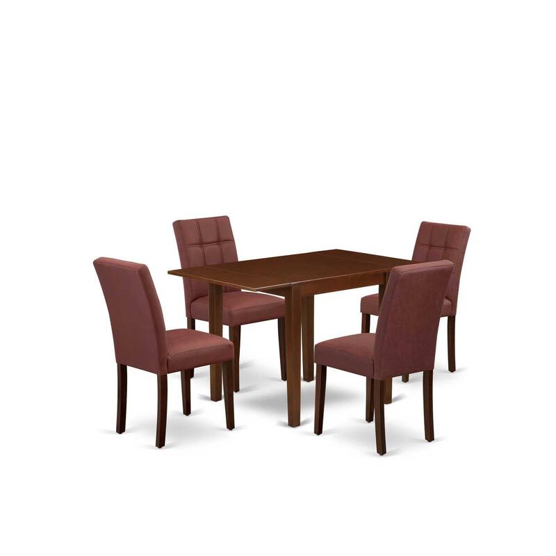 5-Piece Mahogany Finish Solid Wood Top - Rectangular Dining Room Set - Seats 4