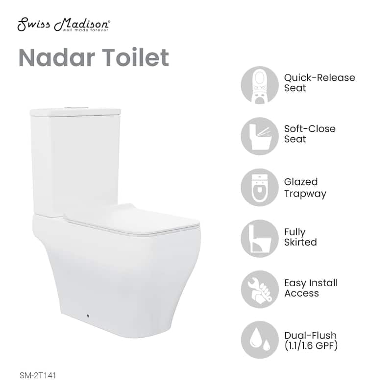 Swiss Madison SM-2T141 Nadar 1.6 GPF Dual Flush Two Piece Elongated