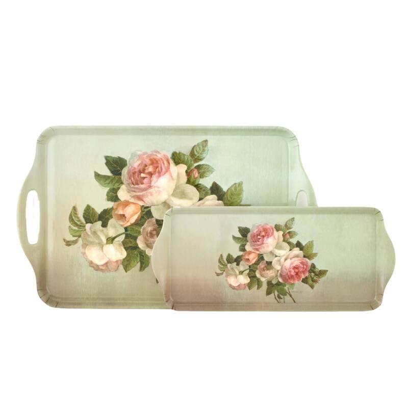 Pimpernel Antique Roses Tray, Set of 2 - 2 Piece - Antique Roses
