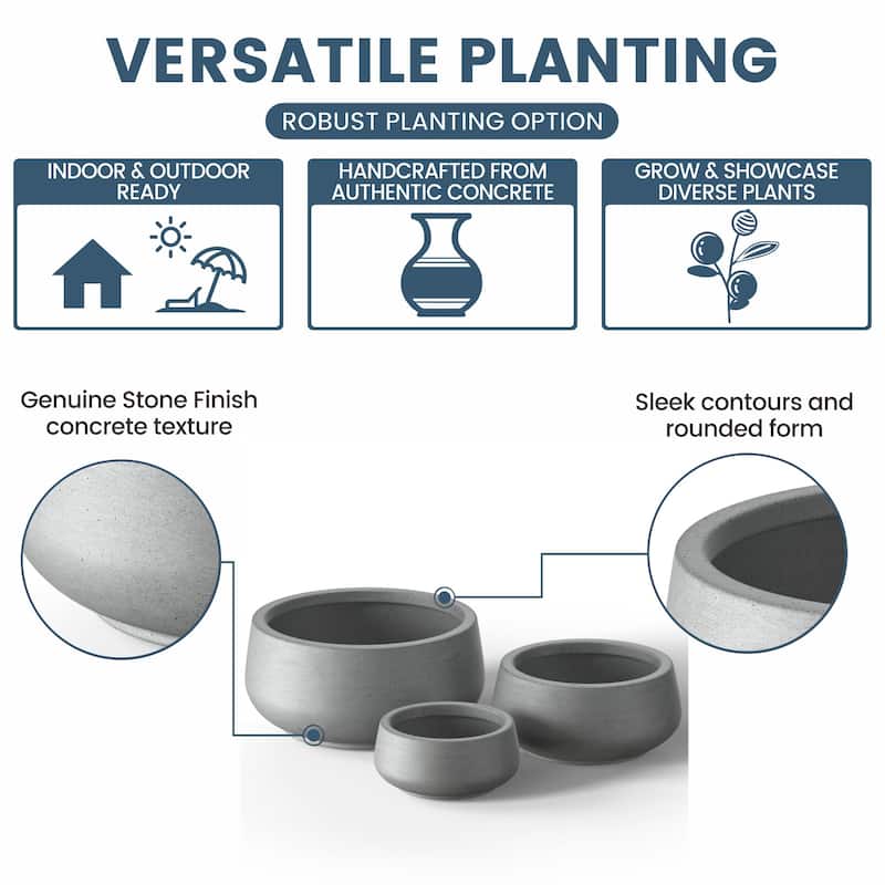 Tall Concrete Round Plant Pots / Large Indoor and Outdoor flower Planters
