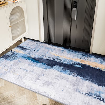 Area Rug Ultra-Soft Low Pile Washable Non Slip Carpet