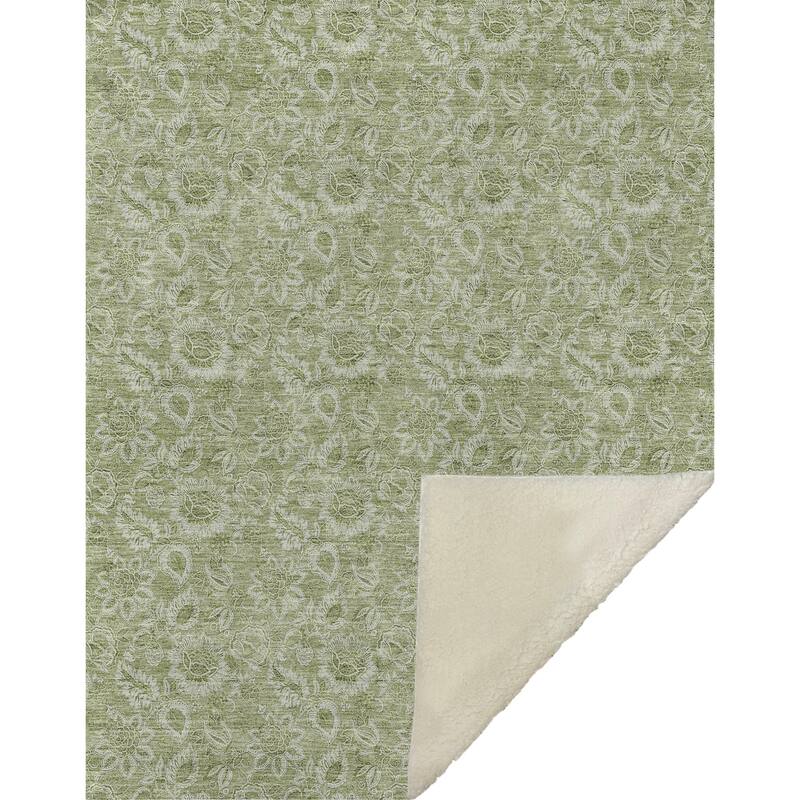 Premium Machine Washable Floral Sherpa Throw Blanket