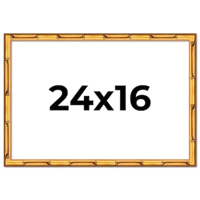 24x16 Frame Gold Bamboo Solid Wood Picture Frame | 1 Inch Moulding