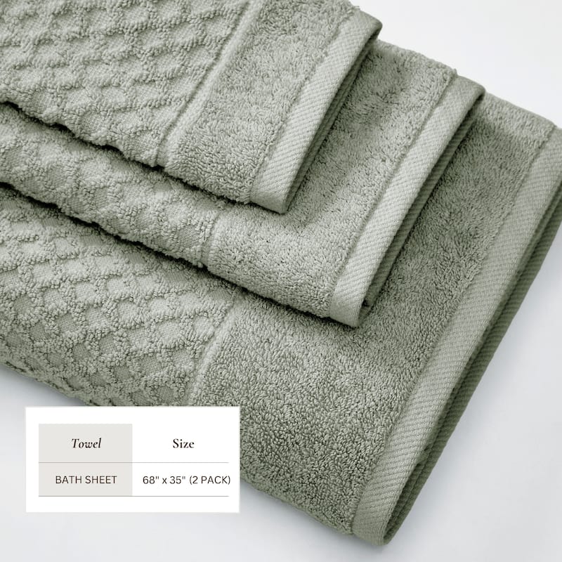 Linery & Co. Cotton Diamond Waffle Texture Bath Towels