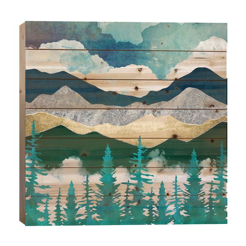 Misty Pines II Print On Wood by SpaceFrog Designs - Multi-Color - 26x26x1.5
